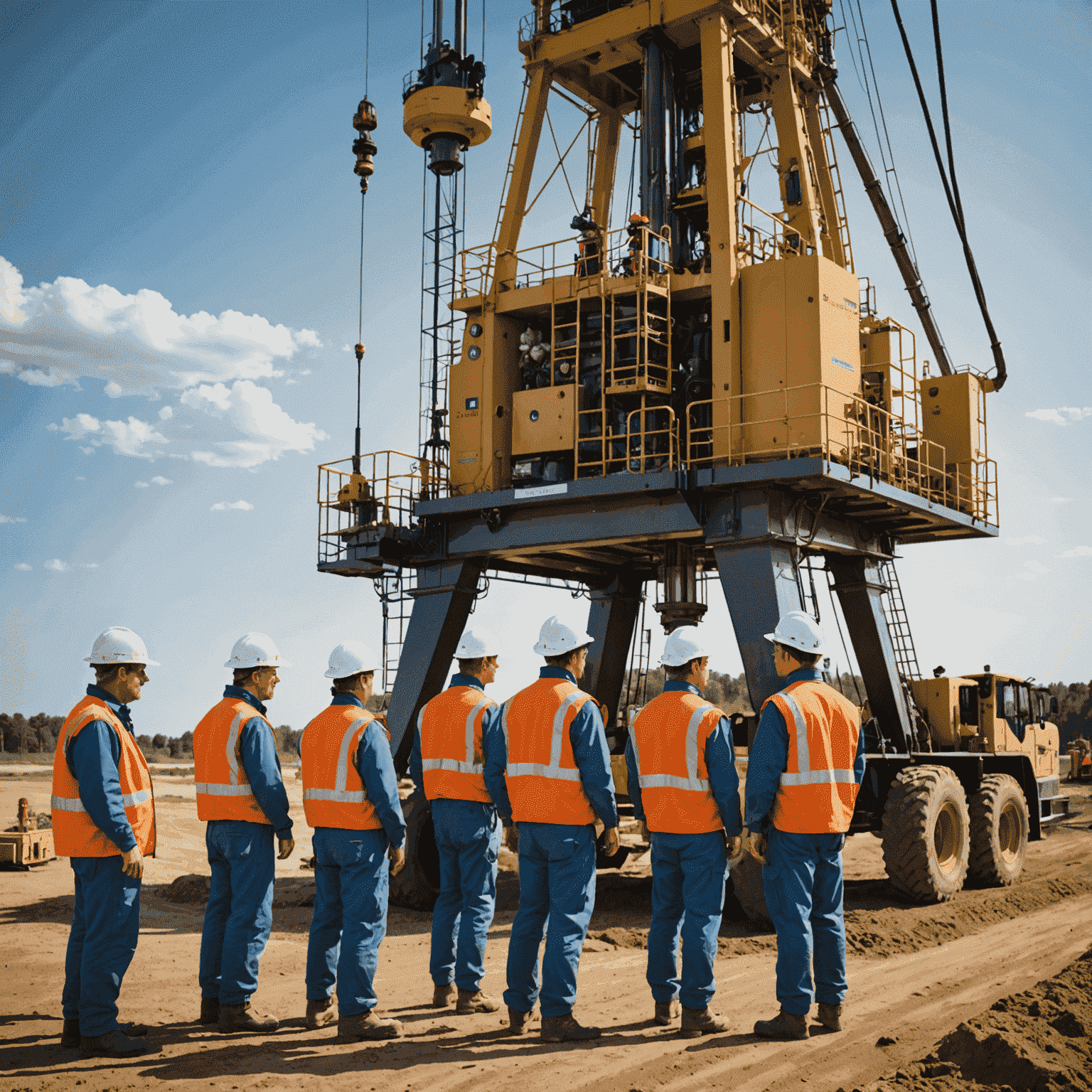 Onshore drilling rig with workers in safety gear, demonstrating new safety protocols in action