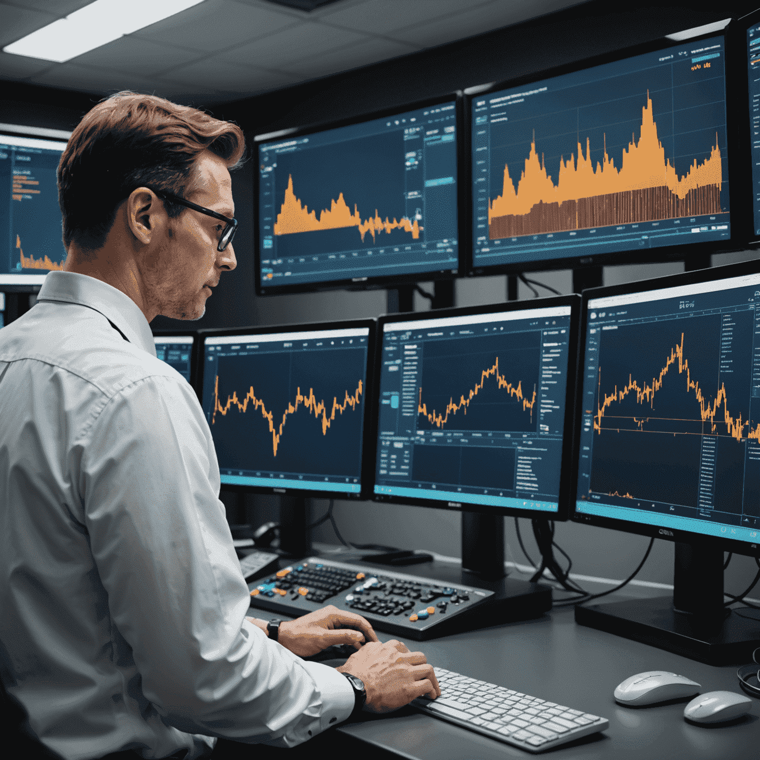 Engineers using advanced technology to monitor and analyze asset integrity data in a modern control room for oil and gas operations.