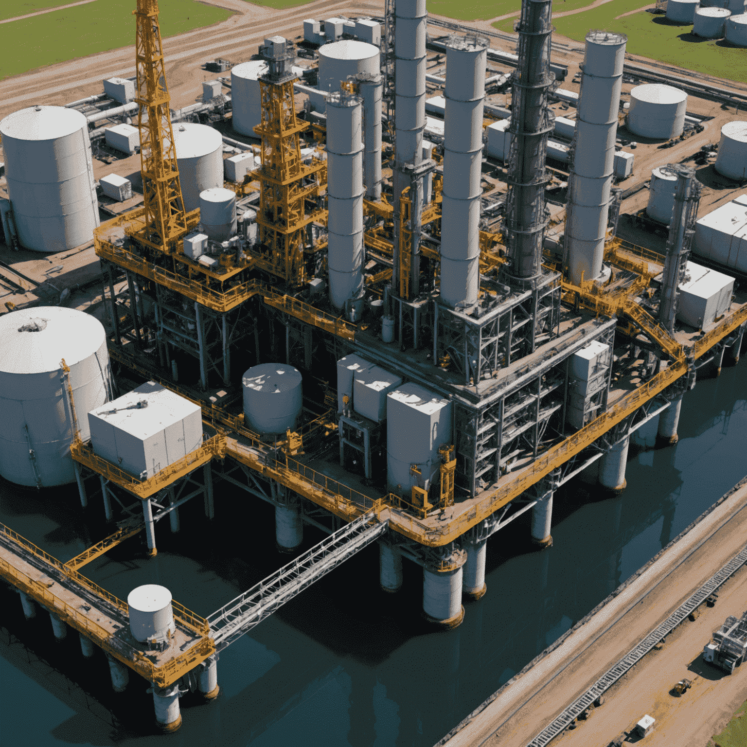 3D model of oil and gas infrastructure with highlighted areas showing integrity assessment and maintenance planning